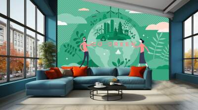 Go green call for global sustainable development and healthy planet environment Wall mural