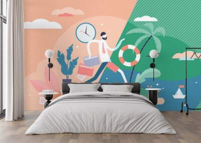 Going to vacation concept, flat tiny person vector illustration Wall mural