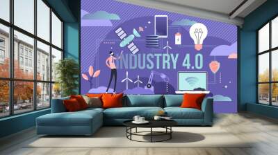 Industry 4.0 vector illustration. Fourth generation revolution subset. Wall mural