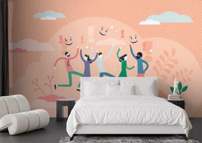 Joy concept, flat tiny person vector illustration Wall mural