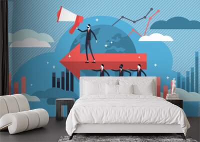 Leadership vector illustration. Flat tiny persons concept or group teamwork Wall mural