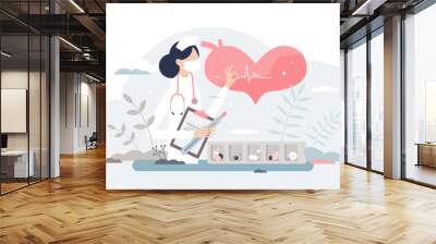 Nurse occupation as hospital specialist and assistance tiny person concept, transparent background. Clinic doctor job and professional pharmacy staff illustration. Wall mural