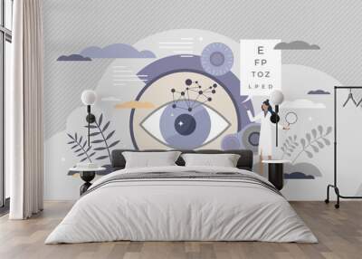 Ophthalmology as eye and vision healthcare occupation tiny person concept Wall mural