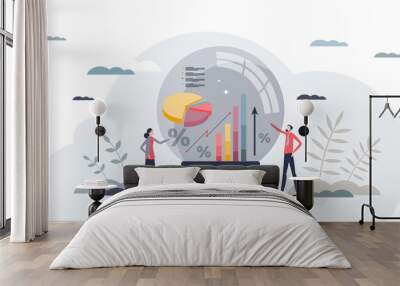 Predictive analytics and future business data modeling tiny person concept, transparent background. Insight, forecasting and calculation. Wall mural