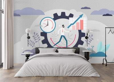 Productivity vector illustration. Job performance flat tiny persons concept Wall mural