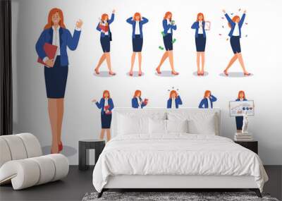 Businesswoman character set. Business people in workplace Wall mural