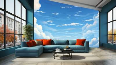 Clouds and bright blue sky cartoon or anime background Wall mural