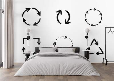 Circular Arrows Icon Set Wall mural