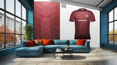 Red brown t-shirt sport design template for soccer jersey. Sport uniform in front view. Tshirt mock up for sport club. Vector Illustration. Wall mural