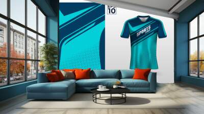 T-shirt sport design template for soccer, badminton, or volleyball jersey. Sport uniform in front view. Tshirt mock up for sport club. Vector Illustration Wall mural