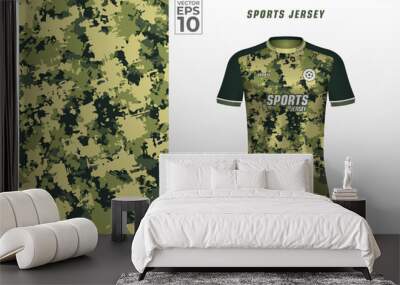 T shirt sport design template with abstract camouflage pattern for soccer jersey. Tshirt mock up for sport club. Vector illustration Wall mural