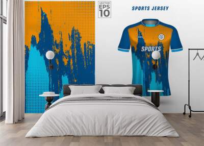 T-shirt sport design template with abstract grunge halftone pattern for soccer jersey. Sport uniform in front view. Tshirt mock up for sport club. Vector Illustration Wall mural