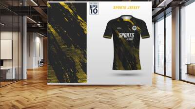 T-shirt sport design template with grunge halftone pattern background for soccer jersey. Sport uniform in front view. Shirt mock up for sport club. Vector Illustration Wall mural