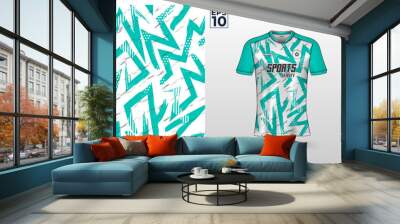 T-shirt sport jersey design template with abstract grunge halftone pattern background. Sport uniform in front view. Shirt mock up for sport club. Vector Illustration Wall mural