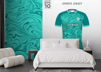 Tosca Green t-shirt sport design template with abstract liquid pattern for soccer jersey. Sport uniform in front view. Tshirt mock up for sport club. Vector Illustration. Wall mural