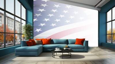 American flag covers white background. MOdern illustration. USA flag background. Wall mural