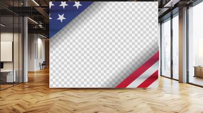 Cropped american flag on transparent background. Modern illustration. Wall mural