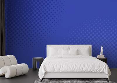 Geometric halftone dot pattern background - vector graphic design from blue circles Wall mural