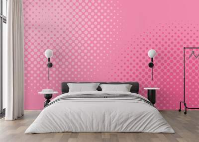 Gradient halftone dots background. Pop art template, texture. Pink romantic wallpaper. Vector illustration Wall mural