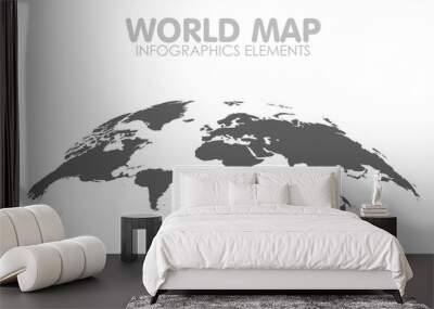 Grey Political World Map Vector isolated Illustration Wall mural