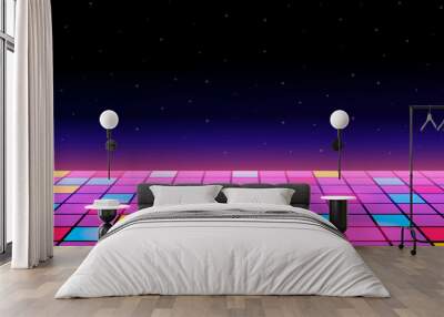 Illustration of a dance floor amongst starry open space. Vector. Wall mural