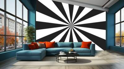 Psychedelic spiral with radial gray rays. Swirl twisted retro background. Comic effect vector illustration Wall mural