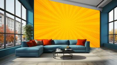 Vintage pop art yellow background. Banner vector illustration Wall mural