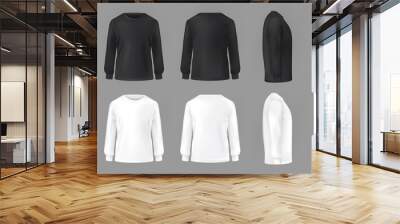  set template of male T-shirts with long sleeve Wall mural