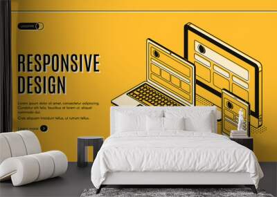 responsive design landing page, tablet, laptop, computer, mobile desktop, web application developmen Wall mural