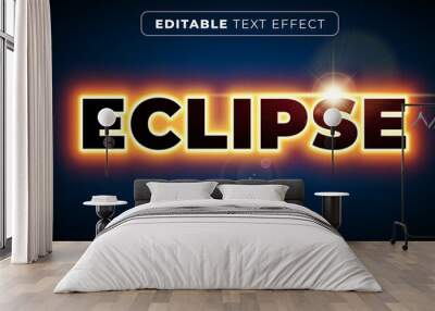 Editable text effect in bright neon eclipse style Wall mural