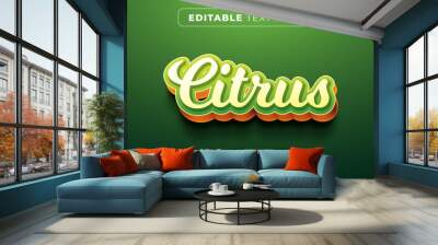 Editable text effect in cursive fruit text style Wall mural