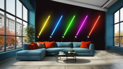 Set of neon light swords, vector illustration. Wall mural