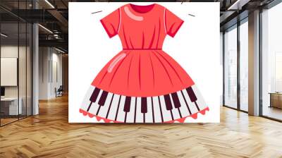 A flat style sticker of piano dress 

 Wall mural