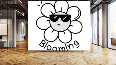 Blooming flower with glasses, doodle icon 

 Wall mural