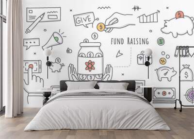 doodle illustration of fundraising Wall mural