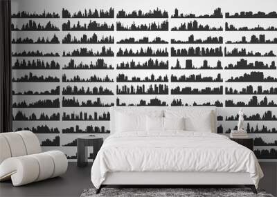 Set city silhouettes Wall mural