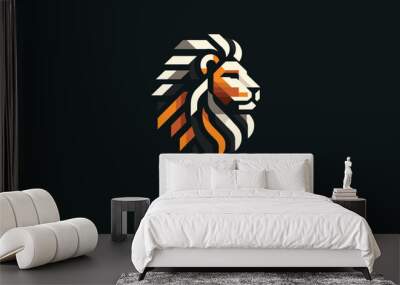 Flat minimal lion geometric logo design  Wall mural