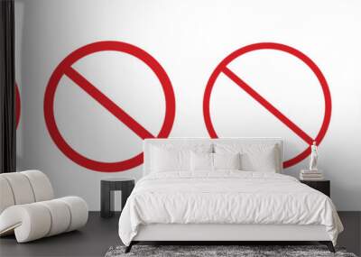 Set of Prohibition sign icon. Crossed out red circle. Vector Illustration. Wall mural