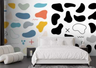 Abstract blotch shape. Liquid shape elements. Random blotches and abstract liquid shapes. Organic blobs, liquid elements. Futuristic shape ink blots. Vector illustration. Wall mural