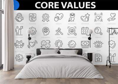 Core values 56 icon set. Line Icons. Vector illustration. Wall mural