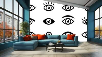 Eye icon set. Simple eye collection. Eyesight symbol. Eyesight pictogram in flat style. Vector illustration Wall mural