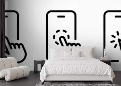 Hand touch screen smartphone. Mobile phone touch screen icon. Click on the smartphone. Vector illustration. Wall mural