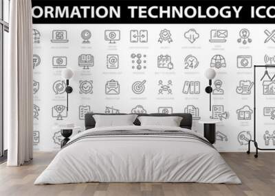 information technology icons set. set of 100 technology icons. industry concept factory of the futur Wall mural