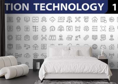 Information technology icons set. Set of 150 technology icons. Industry concept factory of the future. Technology progress. Big UI icon set in a flat design. Thin outline icons pack Wall mural