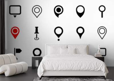 Set of Location pin icons. Modern map markers. Location mark icons. Map Marker Illustration. Destination Symbol. Pointer Logo. Vector illustration Wall mural