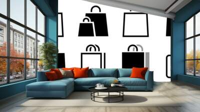 Shopping bag icon set. Paper Bags. Online Shop Symbol. Outline bag symbol. Packages symbol. Vector Illustration Wall mural