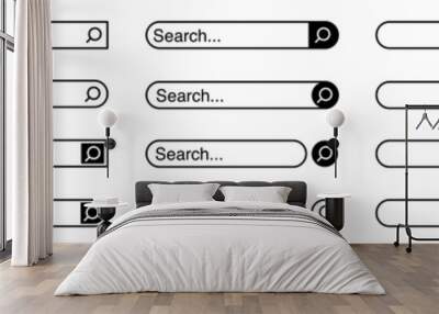 Web search bars set. Search bar, search boxes collection.Vector set computer illustration searched navigator. Set of elements for design interface of website. Vector illustration. Wall mural