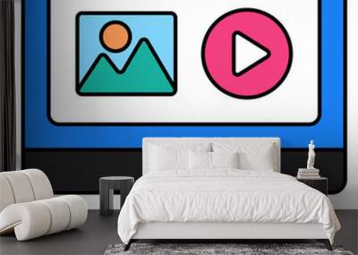 Video content icon in flat design Wall mural