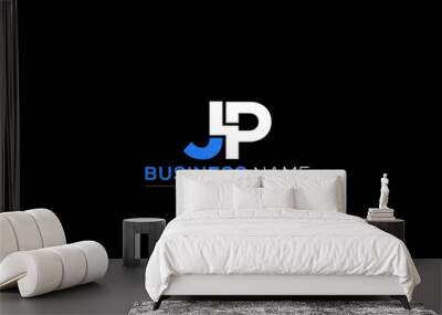 Alphabet JP Logo Letter, Creative Jp pj Logo Icon Vector Art With Colorful Two Letter White Blue Bold Unique Logo Image Design Wall mural