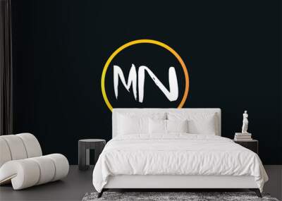 Modern Letter MN Logo Art, Monogram Initial Mn m n Handwriting Brush Logo Vector Wall mural